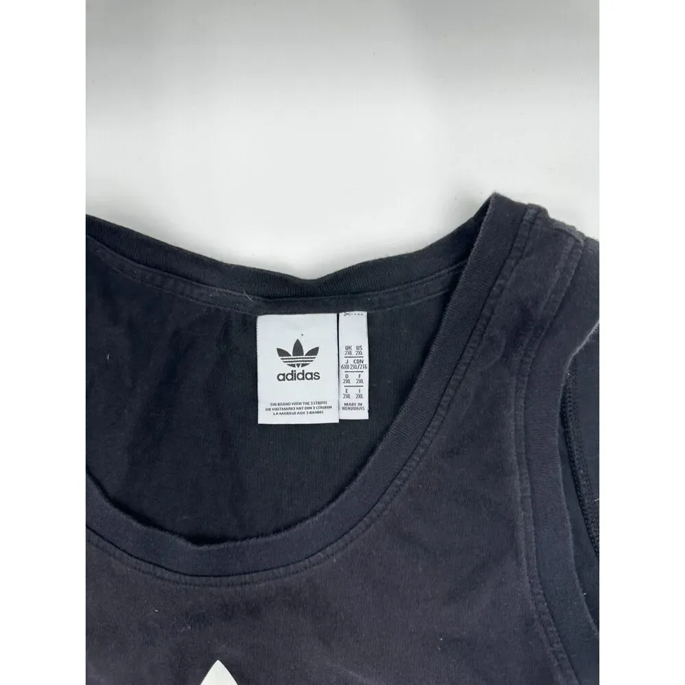 Adidas Men's Tank Top 2 XL Tres Foil Crew Neck Sleeveless Graphic Logo EUC Black